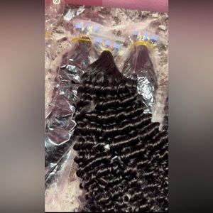 Burmese curly Tapein Extensions, 5 bundles, 18(2), 20, 22, 24 color 1B.